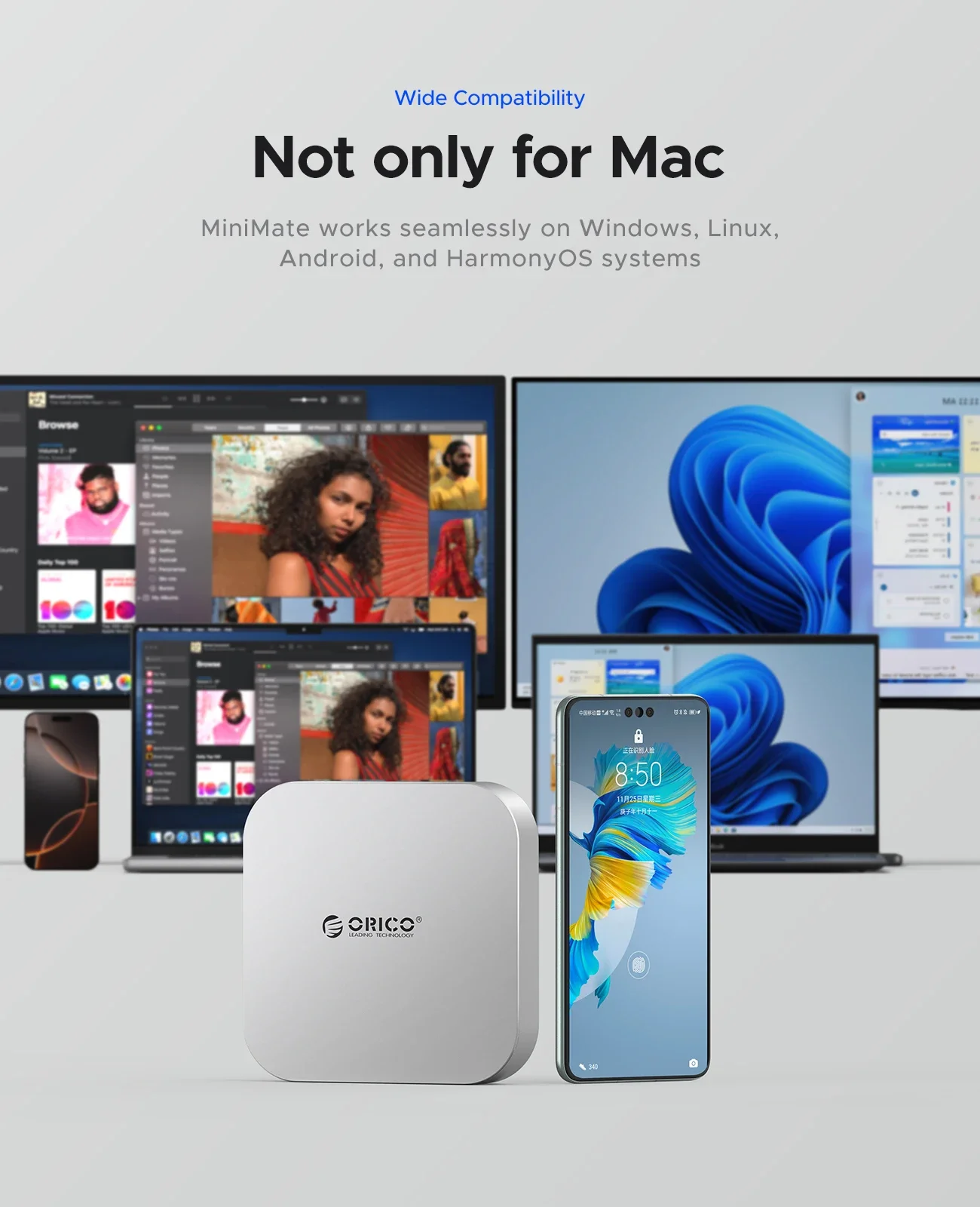 External Hard Drive ORICO Minimate 1TB SSD Compatibility Mac Mini M4 40Gbps High Speed Transmission Portable Solid State Drive M4Pro Internal Solid State Drive Solid Flash Drive