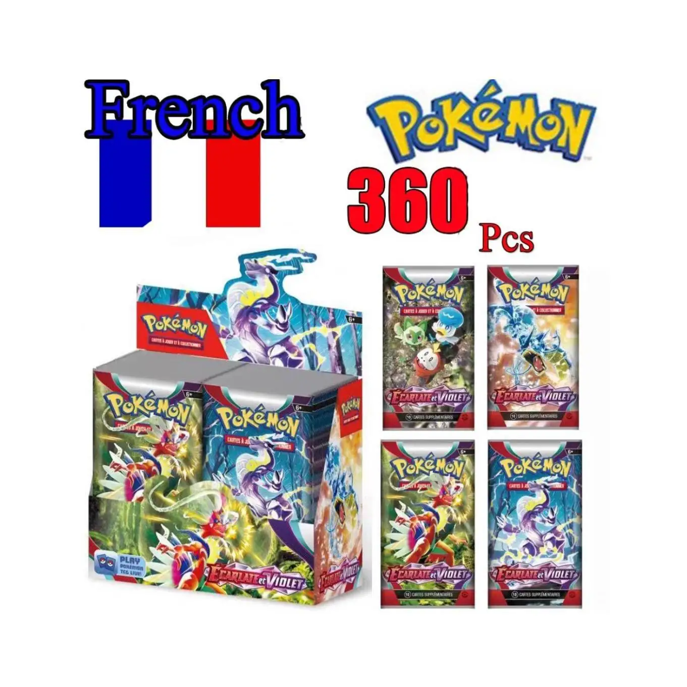 360pcs/box French Series Booster Card Pack Board Game Battle Cartoon Anime Collection Cards Toy Gift