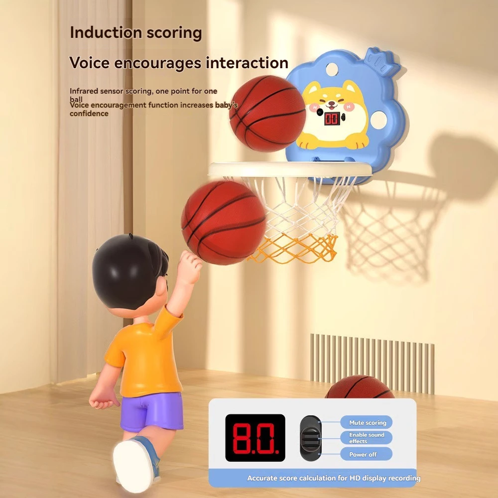 Hanging Children Basketball Hoop with Ball Pump Outdoor Indoor Sports Goal Play Game Suction Cup Adhesive Wall Stand Boys Gifts