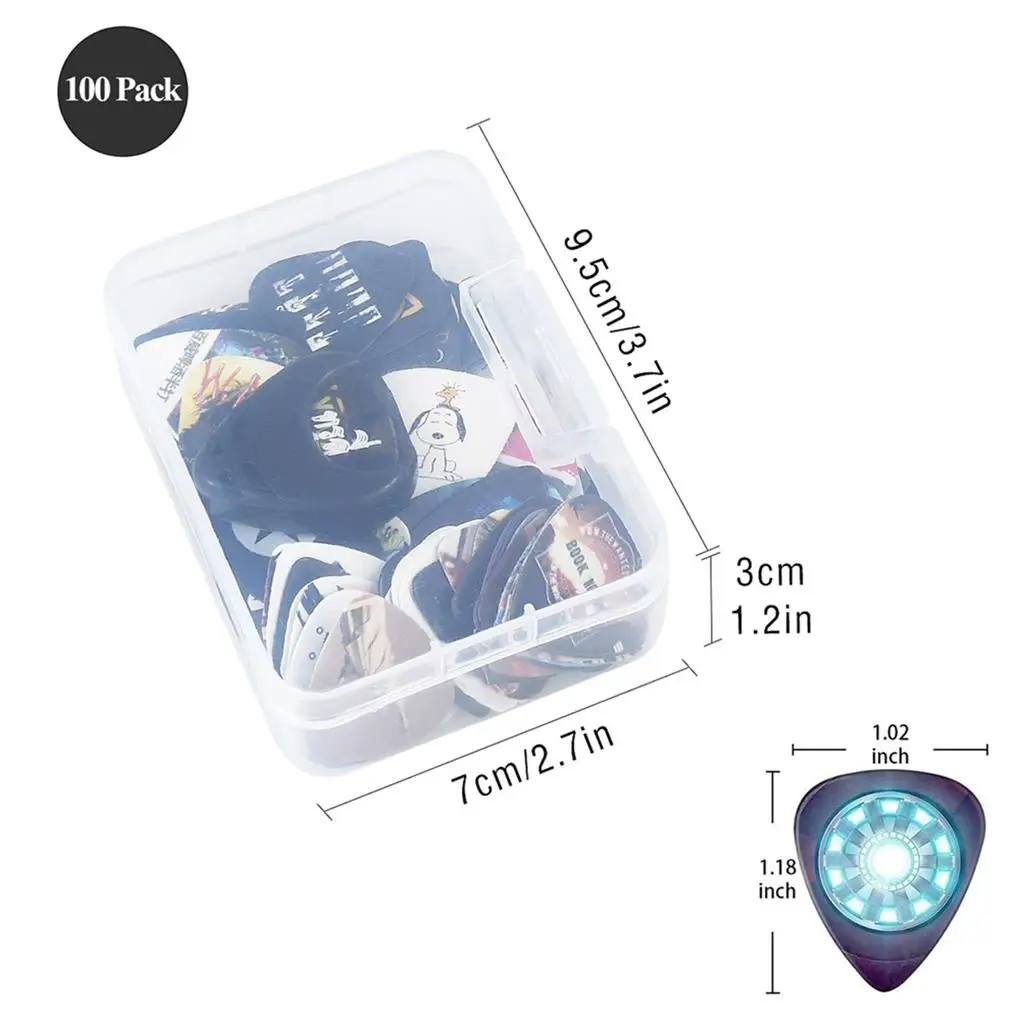 100 Pieces Electric Guitar Pick Set Celluloid Bass Guitars Picks Plectrums Replacement Part Accessory for Player