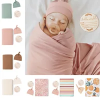 3pcs Set Newborn Baby Muslin Swaddle Blankets Cotton Hat Bedding Baby Receiving Blanket Swaddle Wrap Babies Accessories