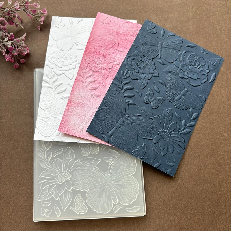Plastic Embossing Folder Embossing Folder 3d Embossed Folder And Metal Mold-Butterfly And Flower Used For Handmade Letters Background Greeting Card Clipbook