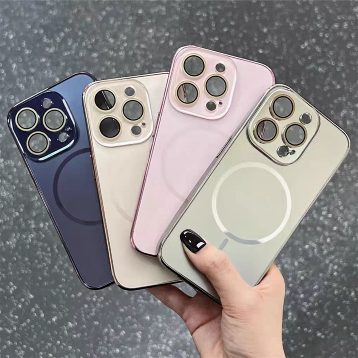 Luxury Frosted For Magsafe Lens Glass Protector Case For Iphone 16 15 14 13 12 Pro Max Magnetic Wireless Charge Cover Funda 4