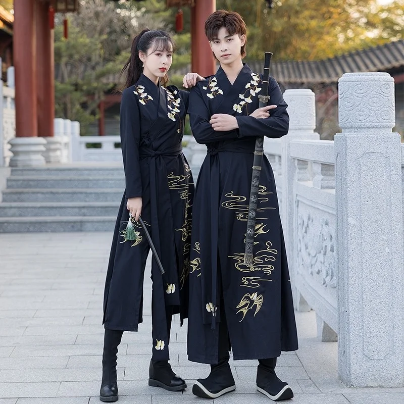 

Kimono Dress Men Women Hanfu Chinese Traditional Tang Suit Tops Skirt Japanese Samurai Cosplay Costume Yukata Robe Gown