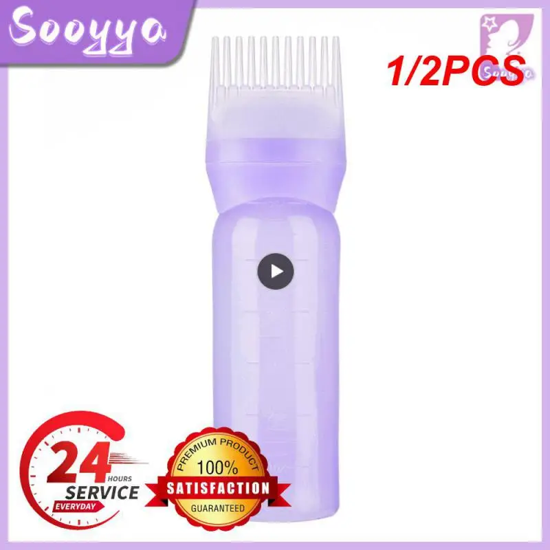 1/2PCS 120ml Multicolor Plastic Hair Dye Refillable Bottle Applicator Comb Dispensing Salon Hair Coloring Hairdressing Styling