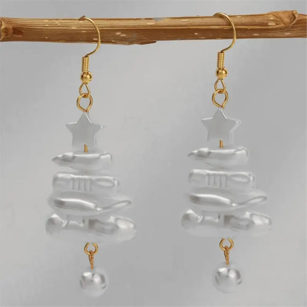 Christmas Tree Star Earrings for Women Statement Faux Baroque Pearl Dangle Earring Christmas Jewelry Gifts Accessories