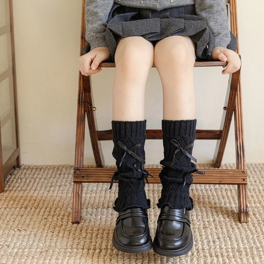 New Solid Color Leg Warmers Knitted Thickened Middle Tube Socks Lolita Harajuku Mid-Calf Sock Gift