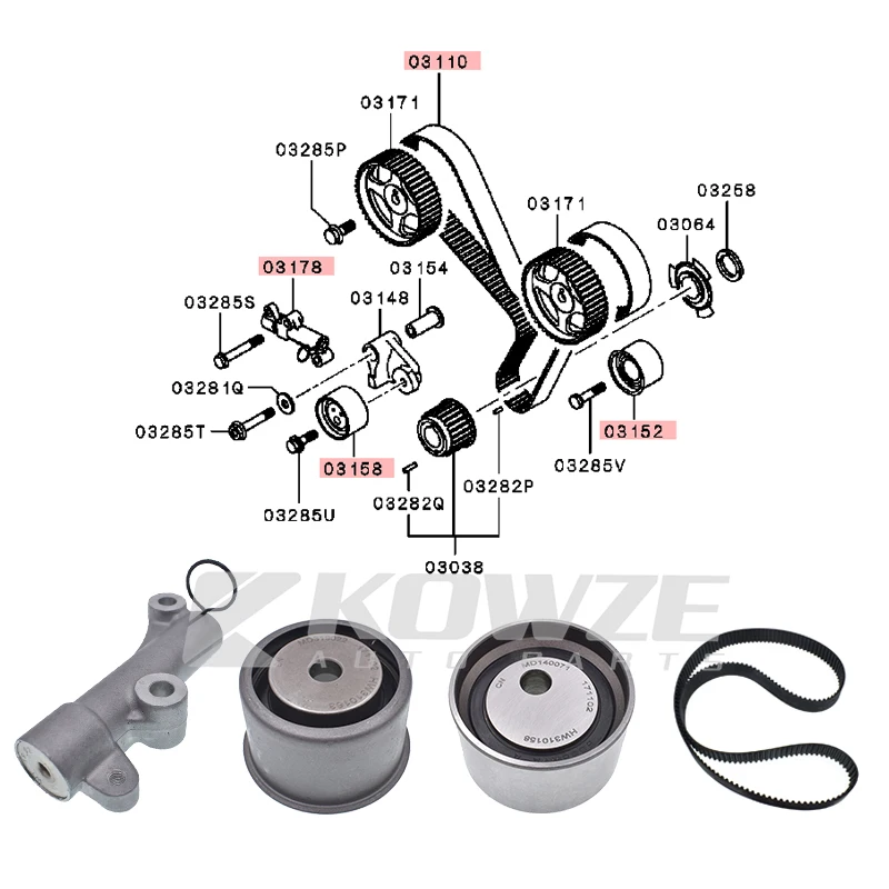 6G72 Time gauge Kit Genuine Timing Suit Timing belt For Mitsubishi