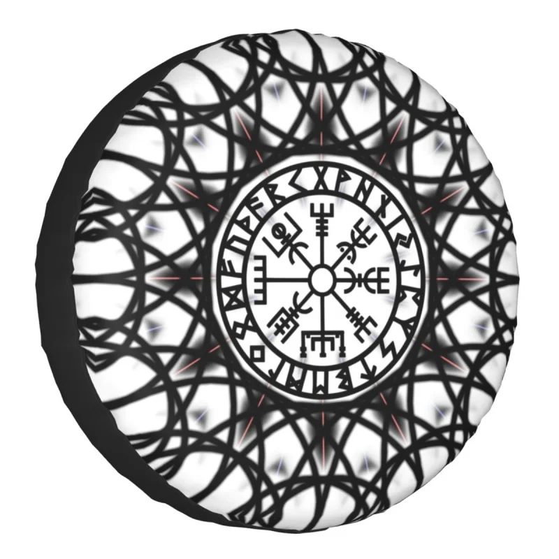 

Vegvisir Futhark Runes Compass Vikings Spare Tire Cover for Jeep Pajero Viking Valhalla Car Wheel Protectors 14" 15" 16" 17"