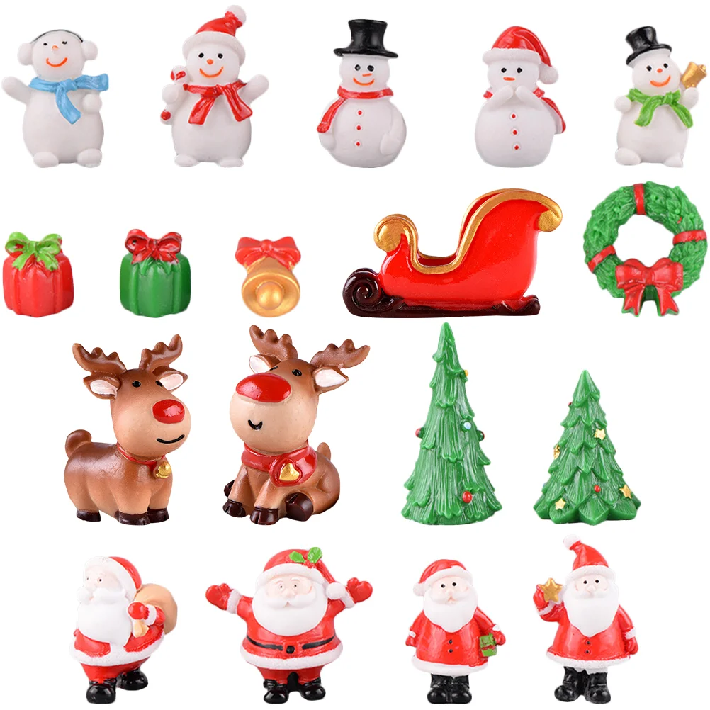 

1 Set of Miniatures Christmas Decor Snowman Xmas Gift Box Christmas Micro Landscape Ornament Mixed Style