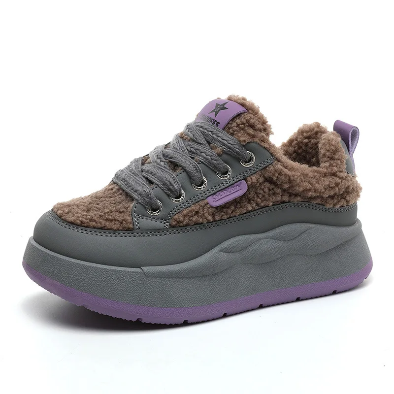 Winter cotton shoes increase lamb wool casual board shoes warm women's shoes