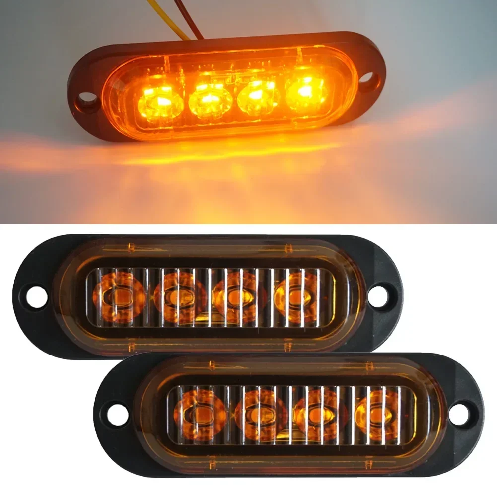 4x Zijomtrek marker LED verlichting AMBER Oranje 12 V 24 voor truck trailer caravan SUV