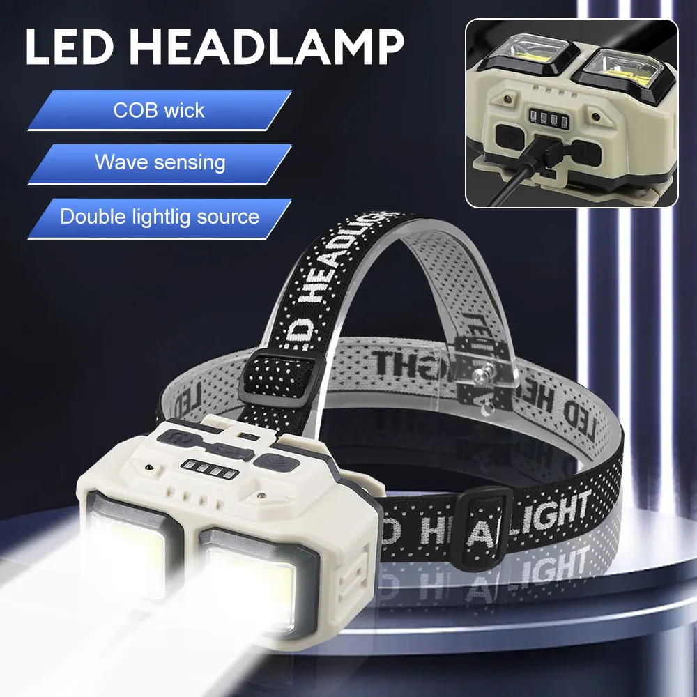 Super Bright Induction Headlamp Rechargeable LED Headlight Head Torch Flashlight Outdoor Camping Fishing Lamp Emergency Lamp 800000lm 1500m 100w long distance xhp100 powerful led headlamp xhp90 headlight usb rechargeable head flashlight zoom head lamp