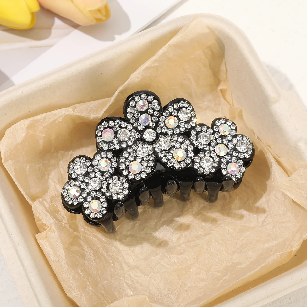 Rhinestone Flower Luxury Hair Claws Korean Shiny Ponytail Shrk Clip Hair Crabs Ladies Elegant Hairpin Hair Accessories Headwear