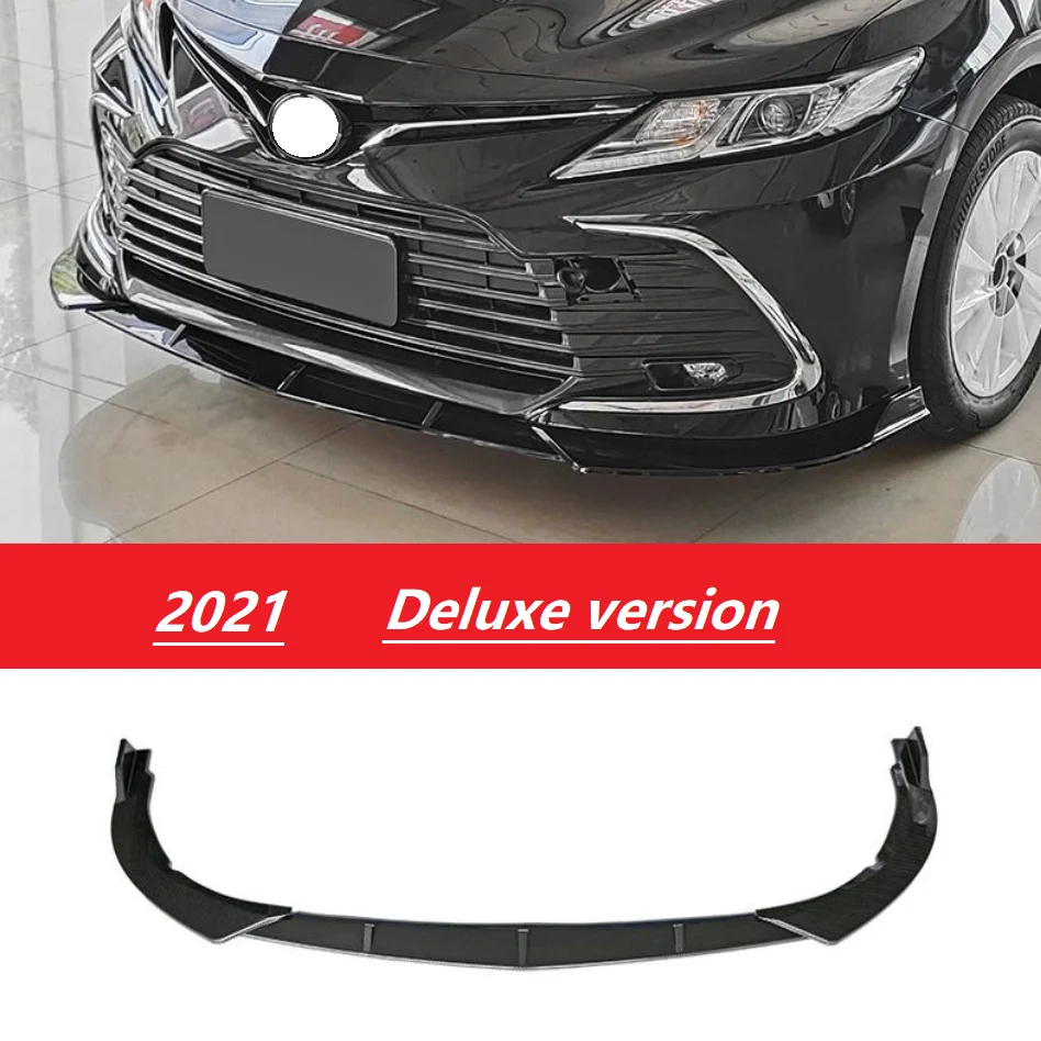 piezas de alerón divisor de parachoques delantero ABS negro brillante o con apariencia de carbono para TOYOTA Camry 8th 2018-2021