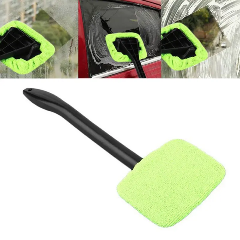 Car Windshield Cleaner Brush Kit Car Inside Window Cleaning Wash Tool  Microfiber Wand with Handle Auto Window Easy Defogger Set