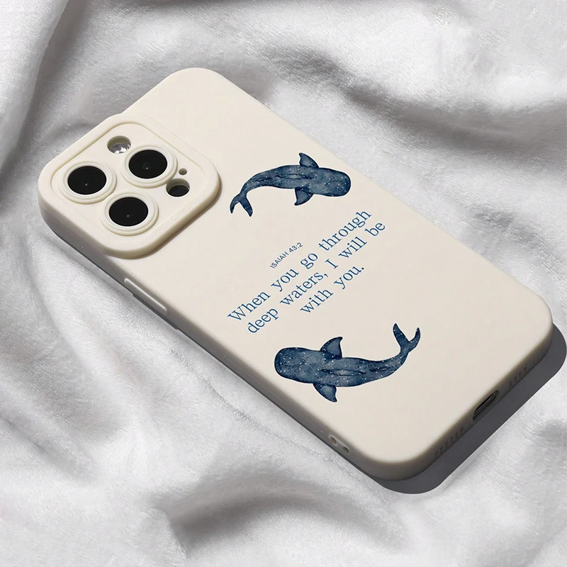 Minimalist Whale Shark Art Bible Verse TPU Phone Case Cover