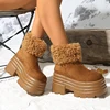 Fluffy Fuzzy Chunky Platform Ankle Boots Women Super High Heels Faux Suede Snow Boots Woman Back Zipper Plush Winter Botas Mujer