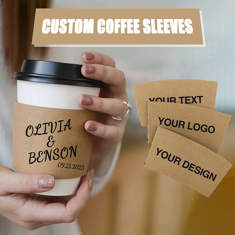 Personalized Disposable Ice Coffee Cup Sleeves Wedding Party Heat-Insulated Cup Holders... - SKU DCCS1225 - UGI Packaging