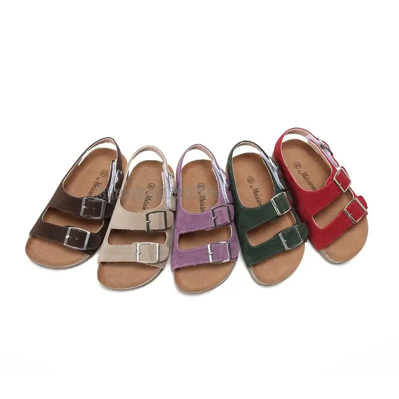 Children Cork Slippers Fashion Summer Sandals Kids Suede Leather Flat Boys Girls Spring Autumn Beach Shoes