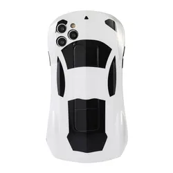 Luxurious Sports Car Design Silicone Phone Case - Elegant Soft Back Chic Cover - iPhone 16 Pro Max (White)