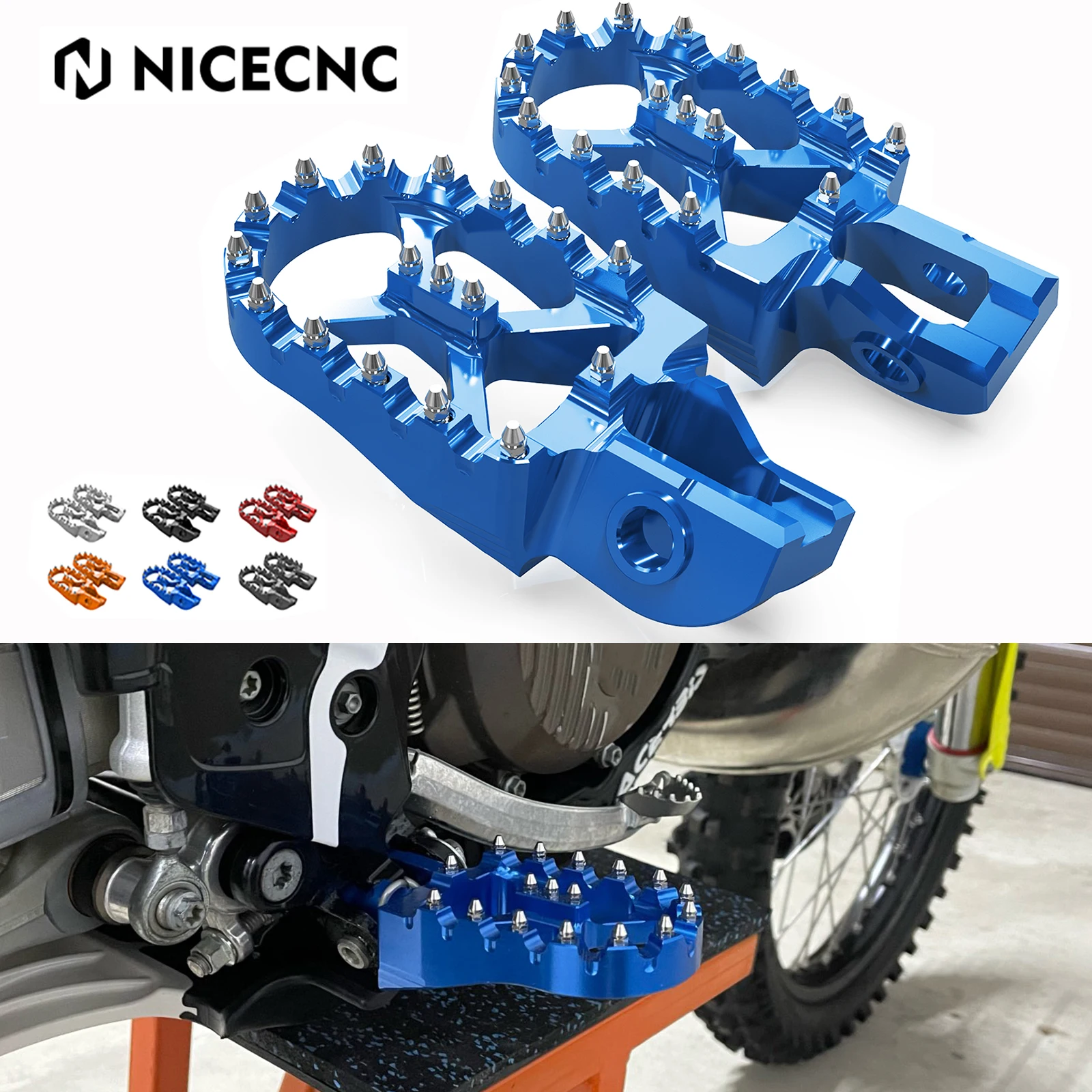 NICECNC Foot Pegs Motorcycle Compatible With Yamaha YZ65 2018-2021 YZ85 2002-2021