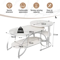 Ensemble de table basse Anajqaqia 2 pièces avec cadre doré/argenté, table d'appoint moderne ou table de présentation pour salon 6