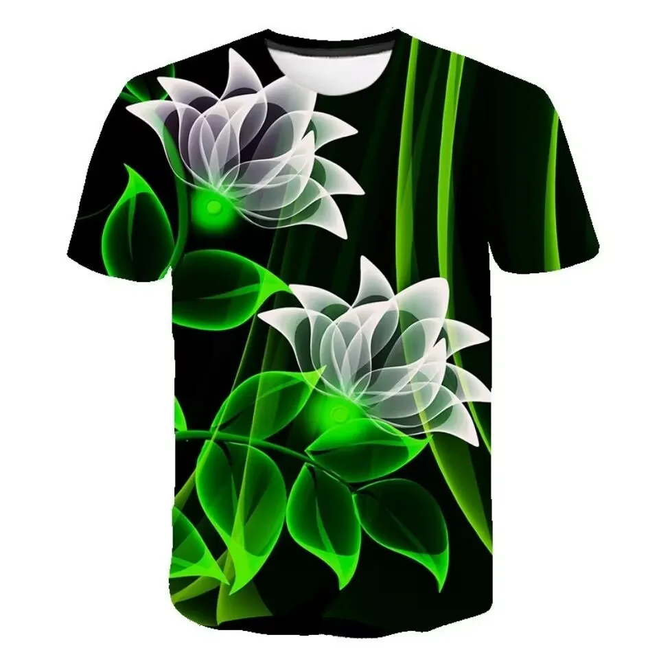 

New T Colorful Rose Picture Men'S Couple T-Shirt 3d Digital Printed Short Sleeve O Neck Short Sleeve High-Quality Shirt