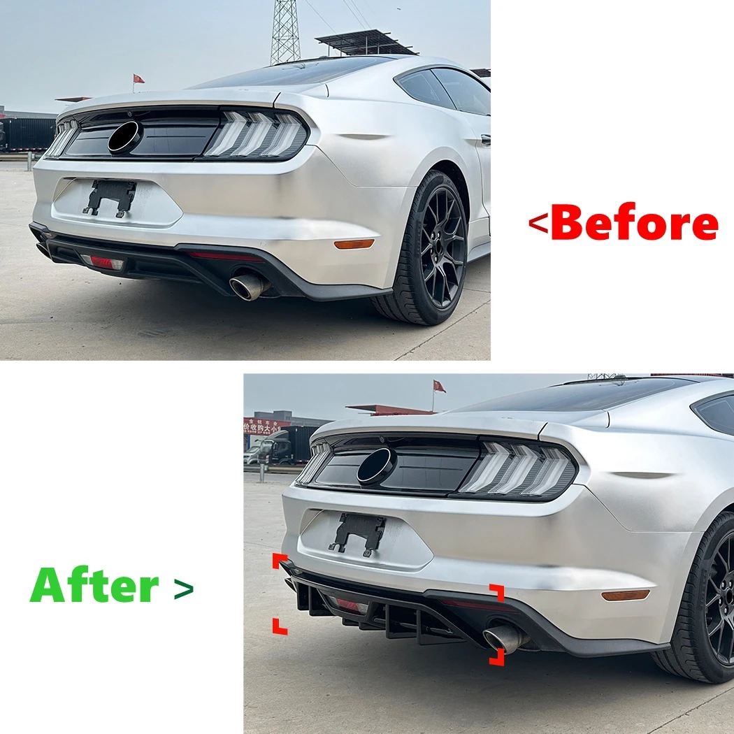 포드 머스탱 MK6.5 2018 2019 2020 2021 2022 2023 ABS 장식 가드용 리어 범퍼 디퓨저 립 스포일러 스플리터 보호대