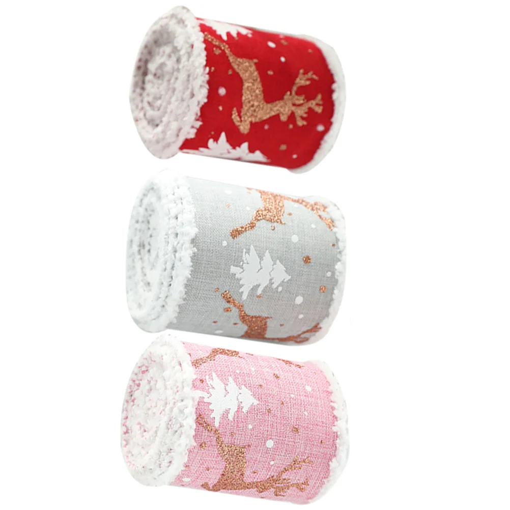 

Christmas Gift Wrapping Ribbons DIY Fabric Elk Wreath Bows Ribbon Xmas New Year Party Decoration