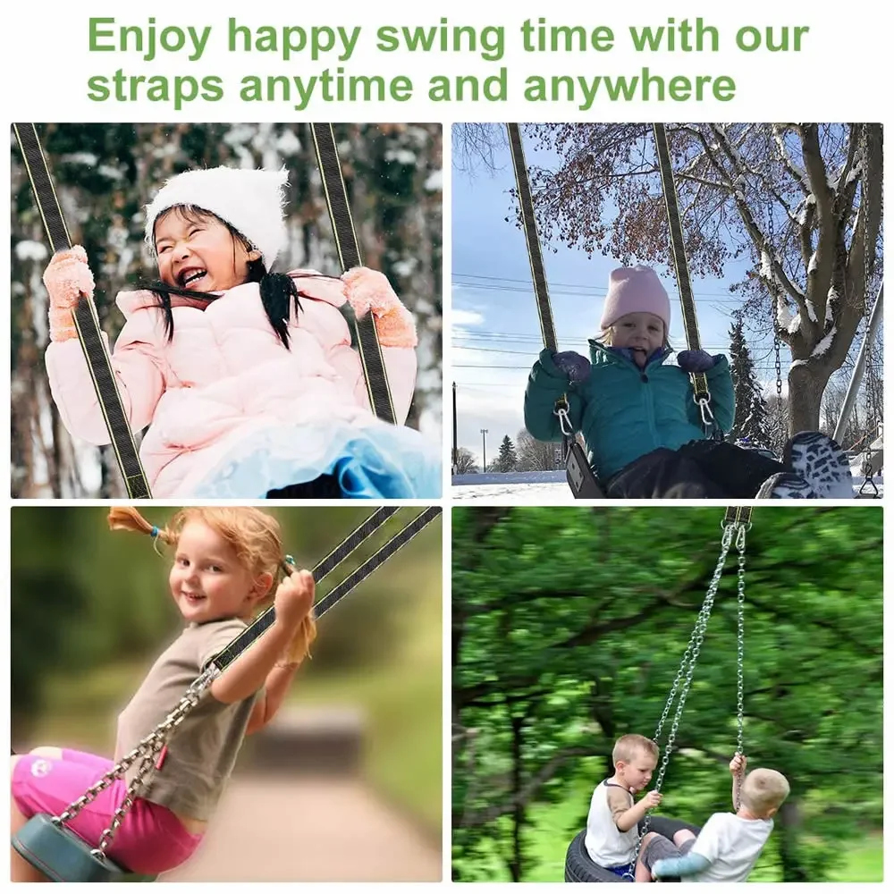 1.5m Easy & Fast Installation Tree Swing Hanging Kit Swing Straps Tree Protectors with Safer Lock Carabiners Swivel To Choose 6