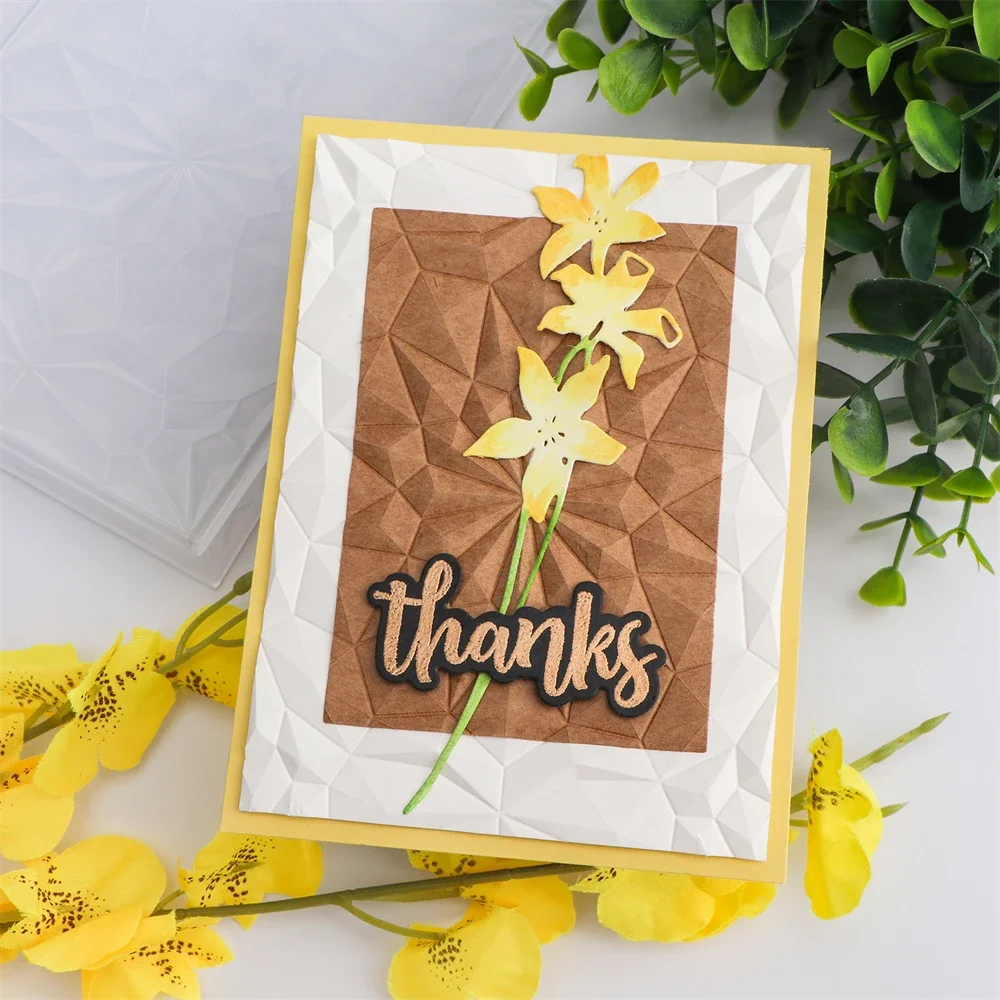 Embossing Folder 3D Blooming Flowers Tulip Geometric Patterns Background For Adding Textured Detail To Paper Crafting Project
