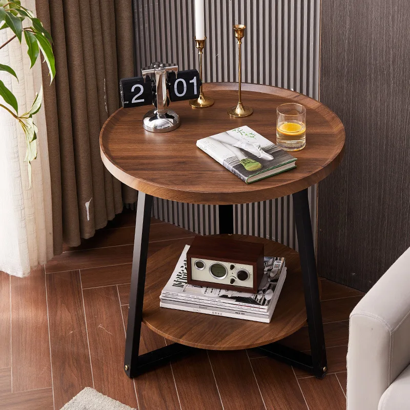 JOYLIVE Tea Table Simple Modern Sofa Side Table Household Round Double-layer Side New