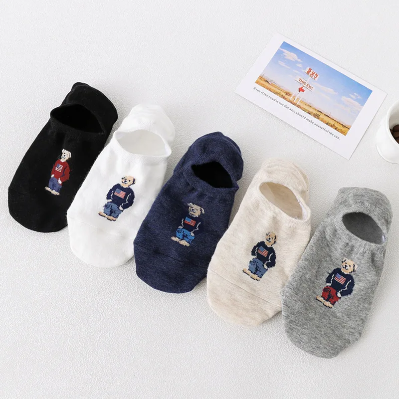 5 Pairs of Fashionable Cartoon Anime Pattern Men's Socks For Summer Lightweight Breathable Outdoor Casual Men's Short Socks