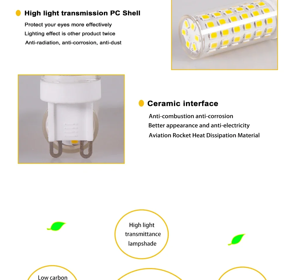 Description Picture 6 of itemG9 led bulb 3W 5W 7W AC 220V G9 led lamp SMD2835 G9 LED Corn light Replace 30W 40W 50W 70W 80W halogen light Home lighting