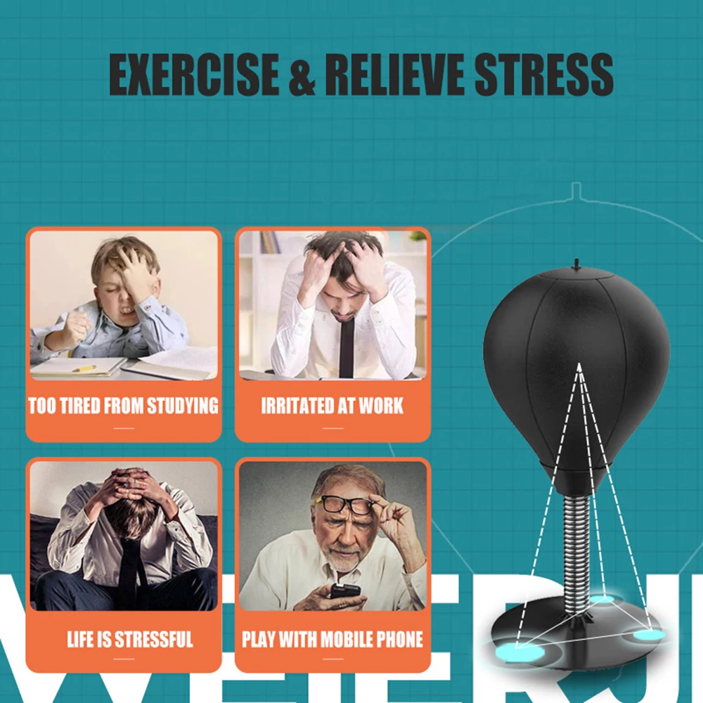 Stress Relief Boxing Bag Suction Cup Base Speed Ball Inflatable Foam Spring Fighting Speed Reflex Training Fitness Equipment