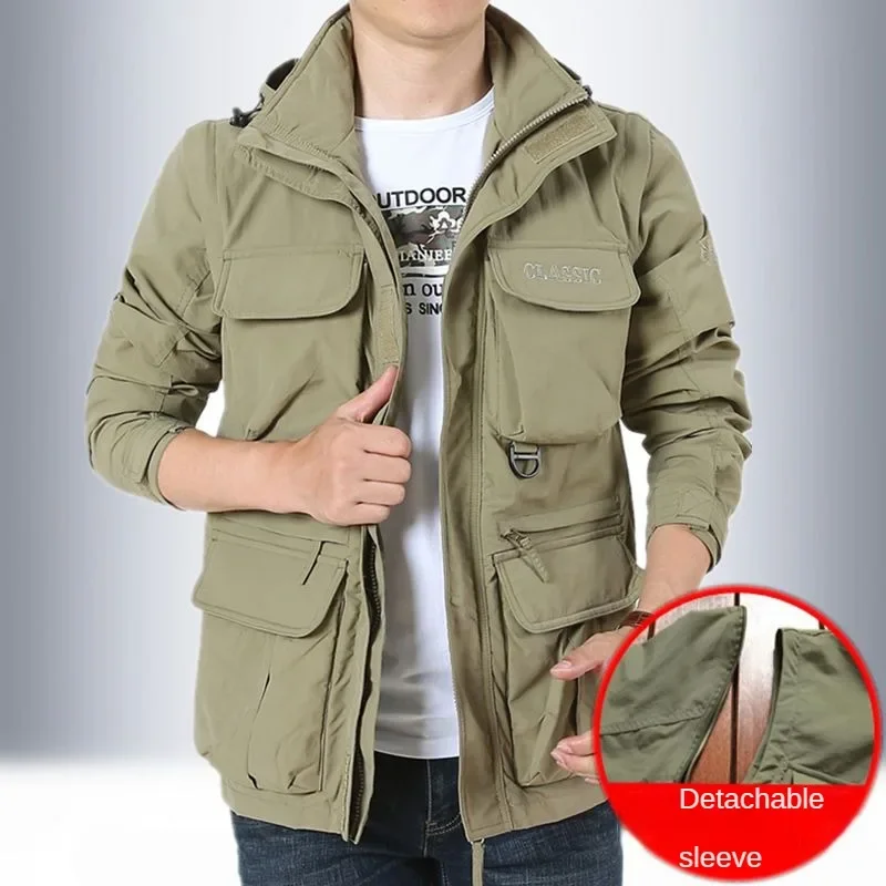 Vintage Autumn Moto Equipment for Men Hooded Jackets Tactical Vest Designer Clothes Lightweight Padded Men's Knitted Coat Trench