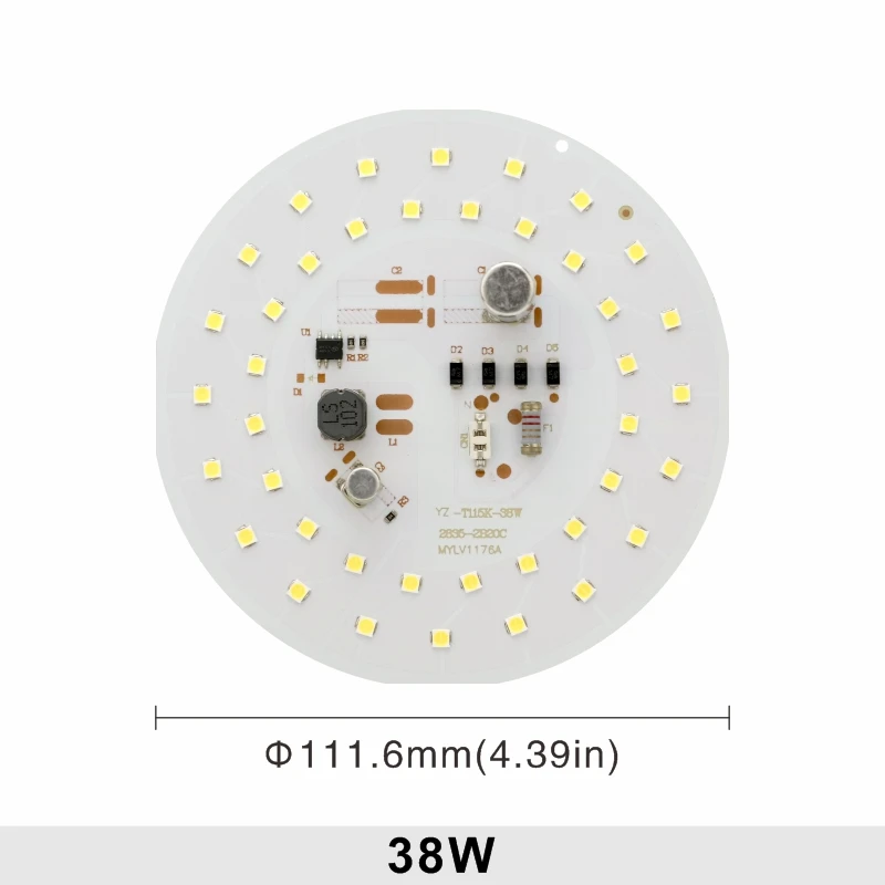 thumbnail image 1 of Chip LED de 55 W, 45 W, 38 W, 28 W, 18 W, 14 W, 10 W, 5 W, bombillas DOB redondas, 2835SMD, CA 220 V, sin parpadeo, chips de bombilla, lámpara de iluminación, 1 of 5