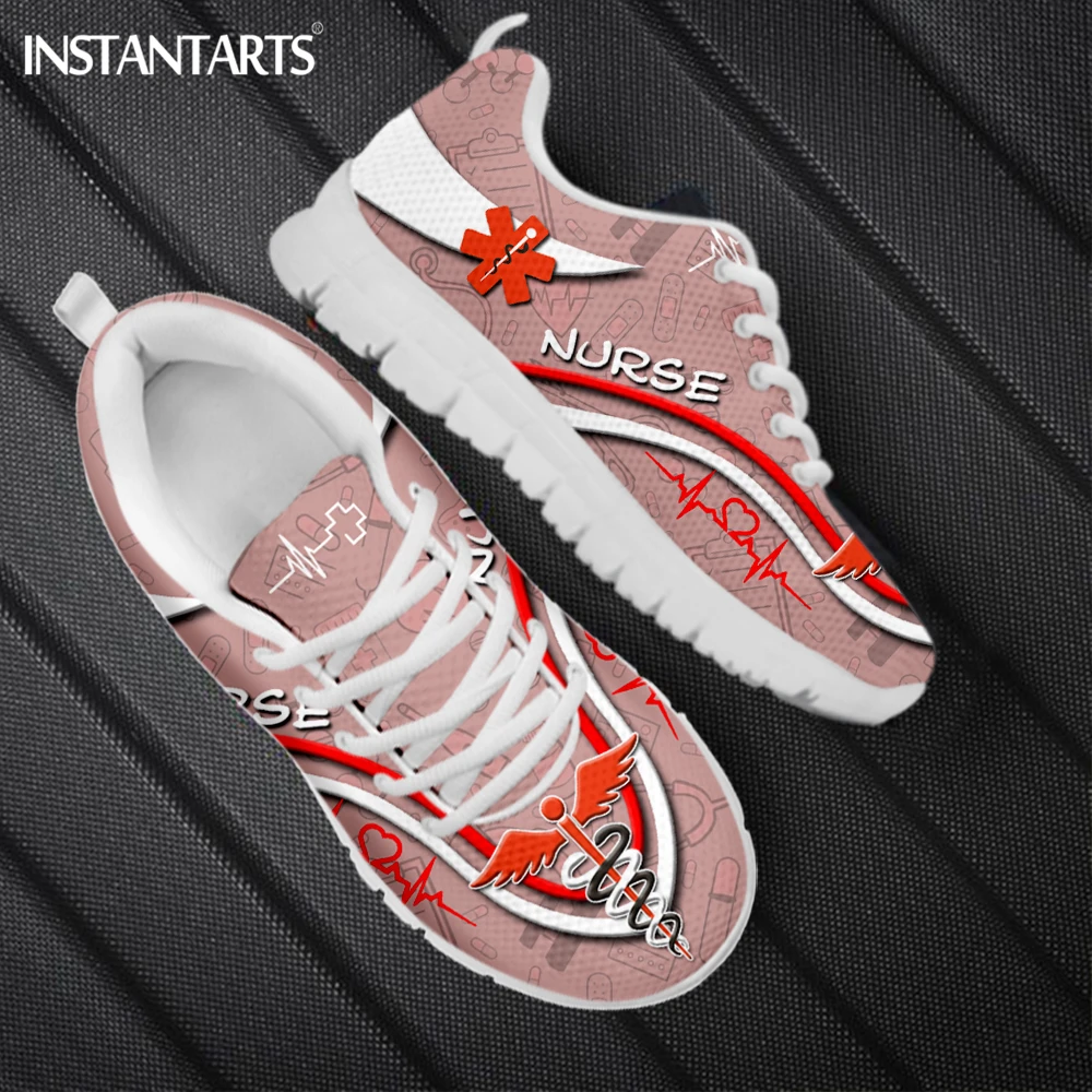 

INSTANTARTS Lightweight EMT Sneakers for Women Emergency Room Nursing Design Female Mesh Flat Shoes Breathable Sport Shoes 2023