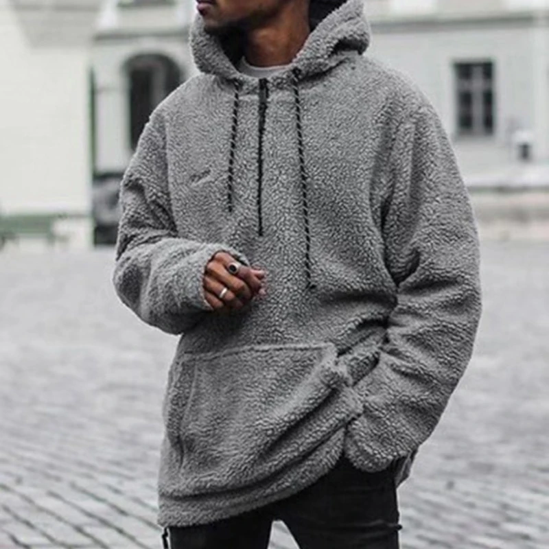 Sudadera Con Capucha Doble Y Bolsllo Canguro, Gruesa Y Con Un Tacto