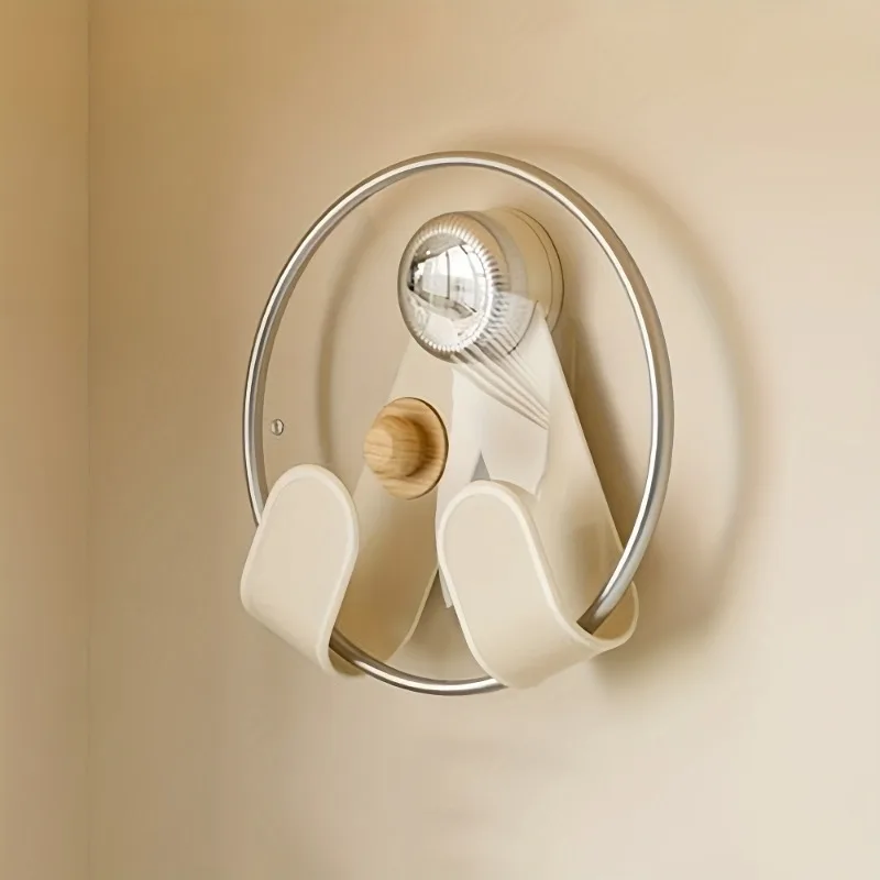 Kitchen Rotating Suction Cup Pot Lid Rack Chopping Board Hanger Cutting Board Hooks Punching-free Wall Mounted Shelves