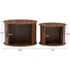 Modern Round Coffee Table Set of 2 with Storage Compartment and Sliding Door, Side End Accent Table for Living Room, Bedroom 2