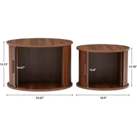 Modern Round Coffee Table Set of 2 with Storage Compartment and Sliding Door, Side End Accent Table for Living Room, Bedroom 2