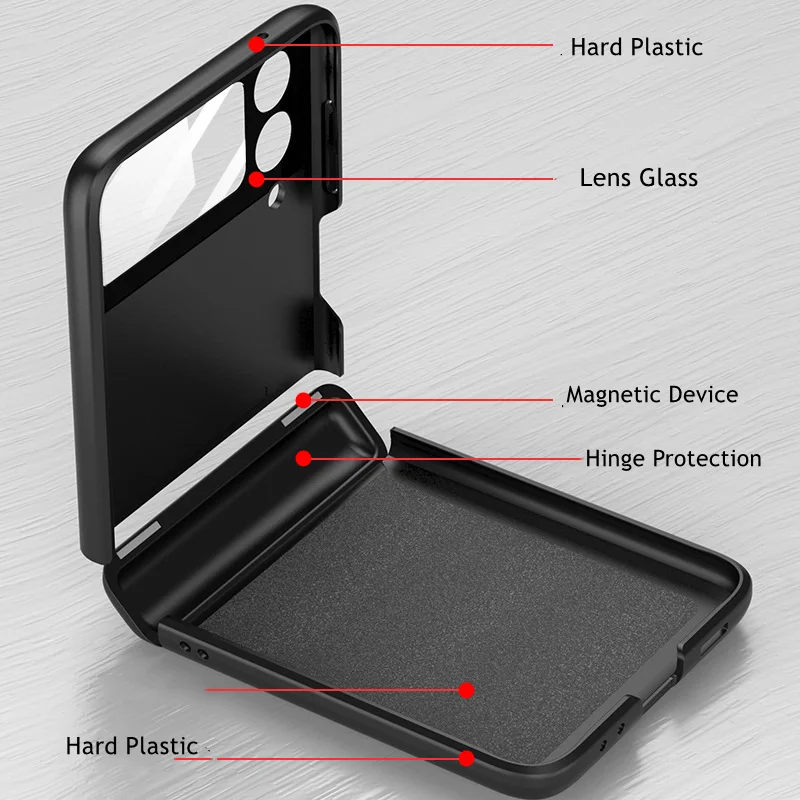 Luxury Case for Galaxy Z Flip 3 4 5G Magnetic Hinge Full Protection Cover Camera Glass Business Hard Back Case for Z Flip3 Flip4 samsung galaxy z flip 3 5g case