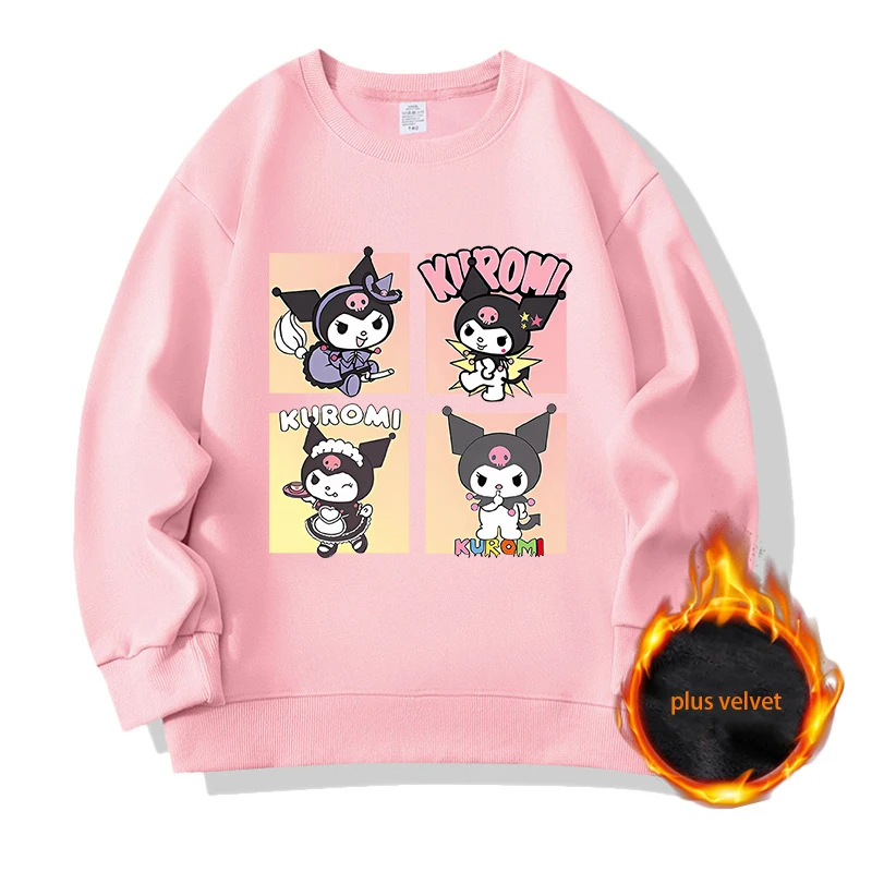

Anime Sanrios Kuromi Autumn Winter Hoodies Sweatshirts Pullover Fashion Y2K Cute Girl Boy Fashion Kid Sportswear Christmas Gift