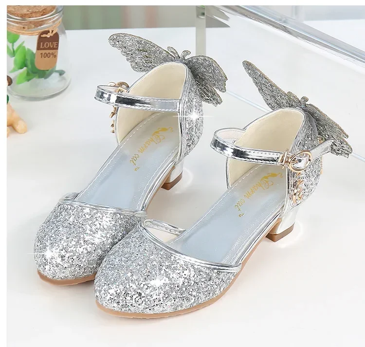 Zapatos Ni&ntilde;aGirl Leather Shoe Girl Sandals Fashion Princess Shoes Crystal Shoes High Heel Kid Shoe Girl Mary Jane