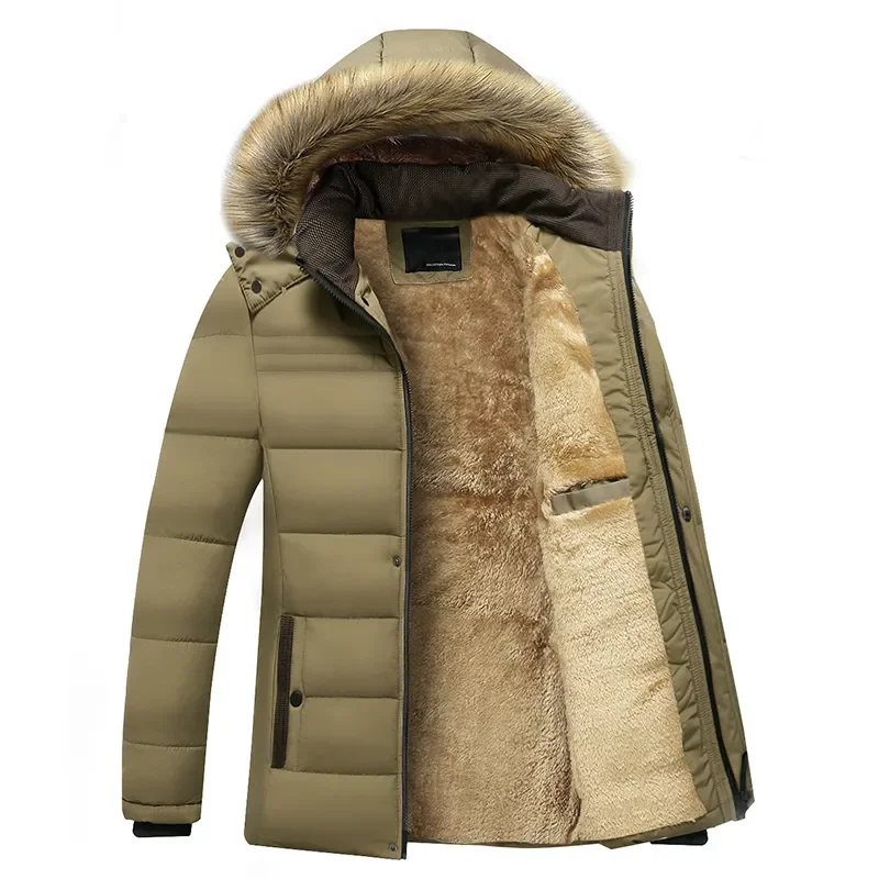 parka coat parkas coat Fleece Parkas Men Waterproof Hooded Fur Collar Parka Jacket Coat Men Autumn Fashion Casual Parkas Winter New Warm Thick