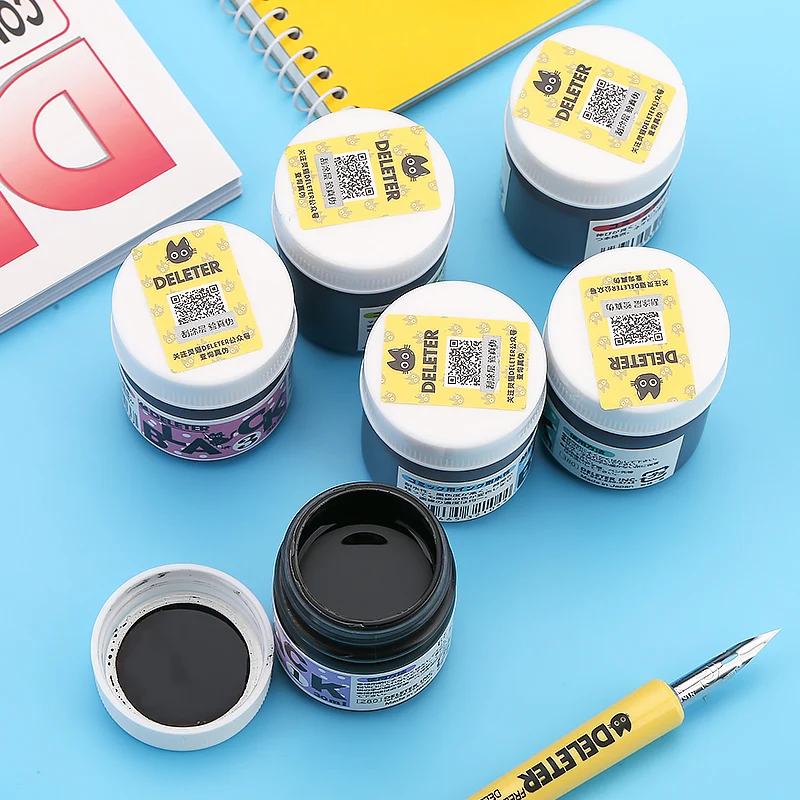 Japan deleter series waterproof ink / manga ink / white dip pen black correction fluid 30ml drawing tools art supplies
