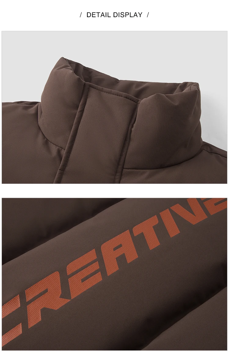 Down Jacket Men Winter New Contrast Color Texture Printing Couple Puffer Coat Thick Outerwear Trendy Down Jacket