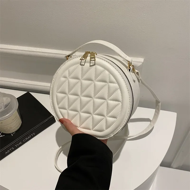 Niche Design Rhombus Handbag Small Round Crossbody Bag New Women's Fashion Shoulder Bag Casual Personality Female Crossbody Bag